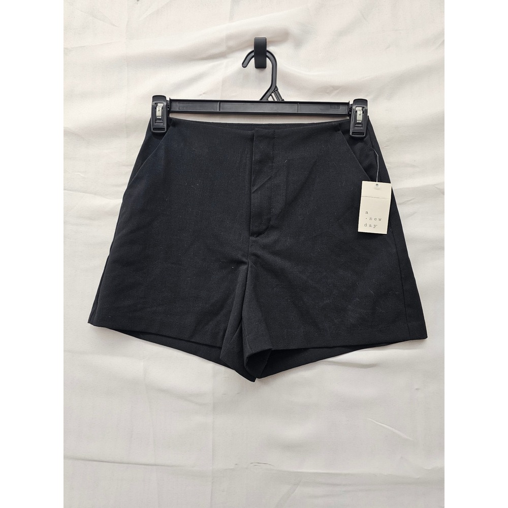 A New Day Womens High Rise Dressy Shorts Black Polyester Blend Casual Size 2